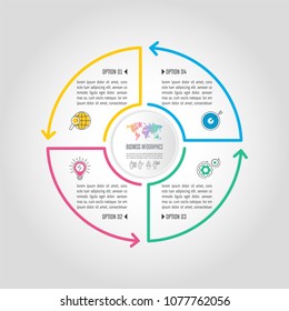 Creative concept for infographic with 4 options, parts or processes. Timeline infographic business design and marketing icons for presentation, annual report, diagram, workflow layout and web design.