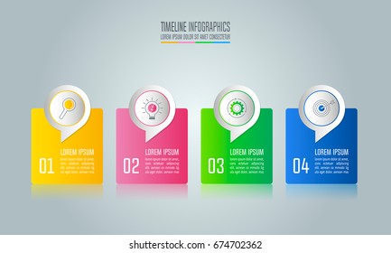 Creative concept for infographic with 4 options, parts or processes. Timeline infographic business design and marketing icons for presentation, annual report, diagram, workflow layout and web design.