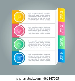 Creative concept for infographic with 4 options, parts or processes. Timeline infographic business design and marketing icons for presentation, annual report, diagram, workflow layout and web design.