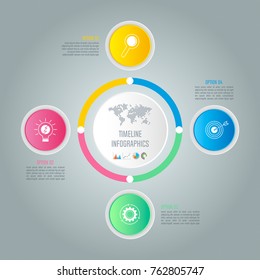 Creative concept for infographic with 4 options, parts or processes. Timeline infographic business design and marketing icons for presentation, annual report, diagram, workflow layout and web design.