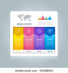 Creative concept for infographic with 4 options, parts or processes. Timeline infographic business design and marketing icons for presentation, annual report, diagram, workflow layout and web design.