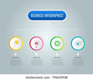 Creative concept for infographic with 4 options, parts or processes. Timeline infographic business design and marketing icons for presentation, annual report, diagram, workflow layout and web design.
