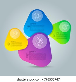 Creative concept for infographic with 4 options, parts or processes. Timeline infographic business design and marketing icons for presentation, annual report, diagram, workflow layout and web design.