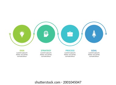 Concepto creativo para infografía con 4 pasos, opciones, partes o procesos. Visualización de datos empresariales.