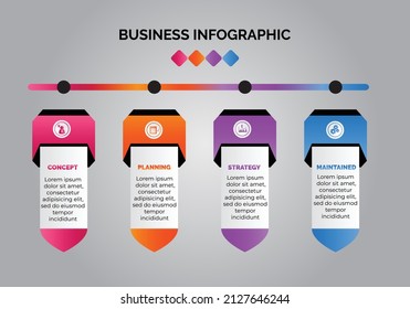 Creative concept for infographic with 4 steps, options, parts or processes. Business data