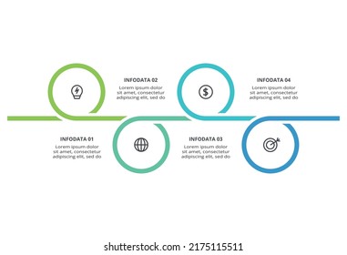 Kreatives Konzept für Infografik mit 4 Schritten, Optionen, Teilen oder Prozessen. Visualisierung von Geschäftsdaten.