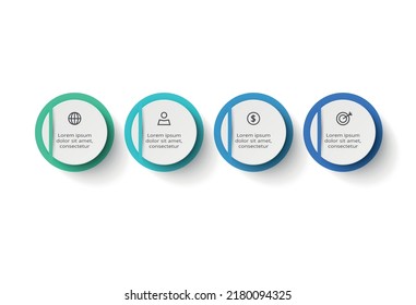 Kreatives Konzept für Infografik mit 4 Schritten, Optionen, Teilen oder Prozessen. Visualisierung von Geschäftsdaten.