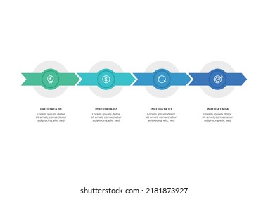 Concepto creativo para infografía con 4 pasos, opciones, partes o procesos. Visualización de datos empresariales.