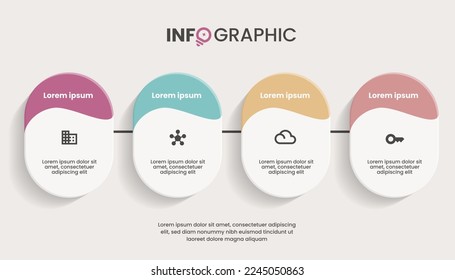 Concepto creativo para infografía con 4 pasos, opciones, piezas o procesos. Visualización de datos empresariales