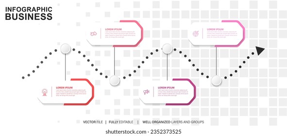Creative concept for infographic with 4 steps, options, parts or processes. Business data visualization.
