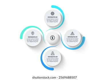 Creative concept for infographic with 4 steps, options, parts or processes. Business data visualization.