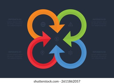 Creative concept for infographic with 4 steps, options, parts or processes. Business data visualization.