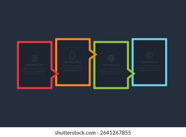 Creative concept for infographic with 4 steps, template for web on a black background.