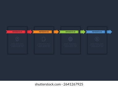 Creative concept for infographic with 4 steps, template for web on a black background.