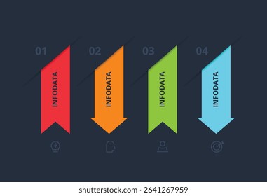 Creative concept for infographic with 4 steps, template for web on a black background.