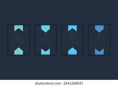 Creative concept for infographic with 4 steps, template for web on a black background.