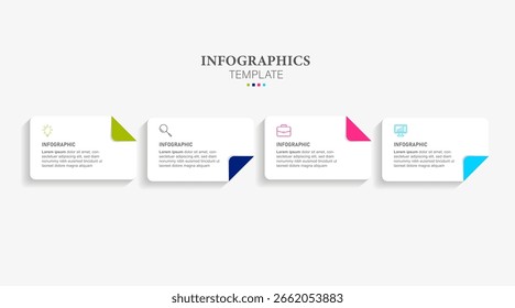 Kreatives Konzept für Infografik mit 4 Schritten, Optionen, Teilen oder Prozessen. Visualisierung von Geschäftsdaten