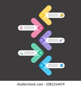 Creative concept for infographic with 5 options, parts or processes. Timeline infographic business design and marketing icons for presentation, annual report, diagram, workflow layout and web design.