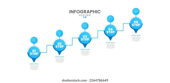 Creative concept for Infographic with 5 options or steps processes. Infographic for business concepts. Can be used for process, presentations, layout, banner. Vector illustration