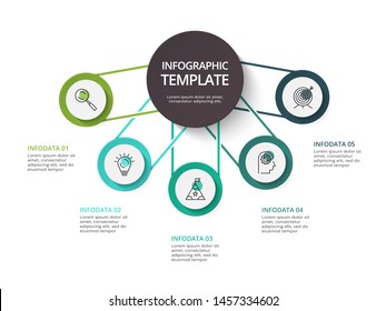 Creative concept for infographic with 5 steps, options, parts or processes. Business data visualization.