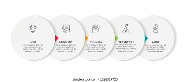 Creative concept for infographic with 5 steps, options, parts or processes. Business data visualization