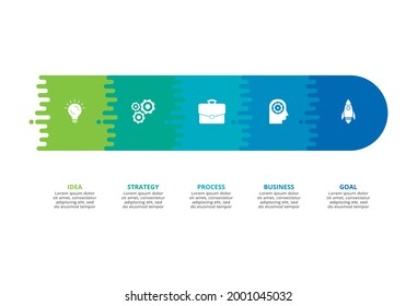 Concepto creativo para infografía con 5 pasos, opciones, partes o procesos. Visualización de datos empresariales.