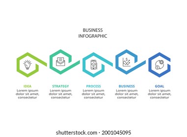 Concepto creativo para infografía con 5 pasos, opciones, partes o procesos. Visualización de datos empresariales.