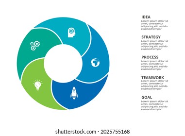 Creative concept for infographic with 5 steps, options, parts or processes. Business data visualization.