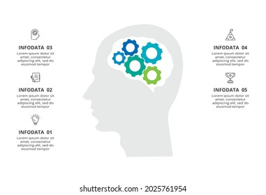 Creative concept for infographic with 5 steps, options, parts or processes. Business data visualization.