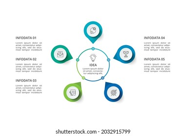 Creative concept for infographic with 5 steps, options, parts or processes. Business data visualization.