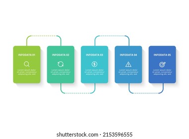 Concepto creativo para infografía con 5 pasos, opciones, partes o procesos. Visualización de datos empresariales.