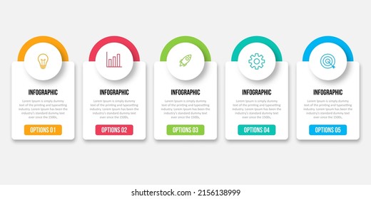 Creative concept for infographic with 5 steps, options, parts or processes. Business data visualization