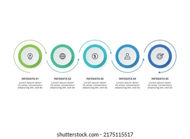 Creative concept for infographic with 5 steps, options, parts or processes. Business data visualization.