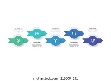 Creative concept for infographic with 5 steps, options, parts or processes. Business data visualization.