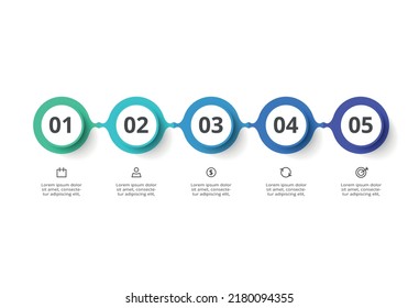 Concepto creativo para infografía con 5 pasos, opciones, partes o procesos. Visualización de datos empresariales.