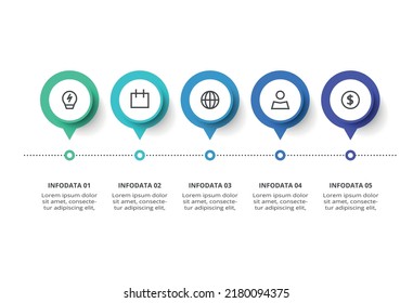 Creative concept for infographic with 5 steps, options, parts or processes. Business data visualization.