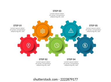 Creative concept for infographic with 5 steps, options, parts or processes.
