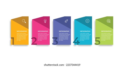 Concepto creativo para infografía con 5 pasos, opciones, partes o procesos. Visualización de datos empresariales