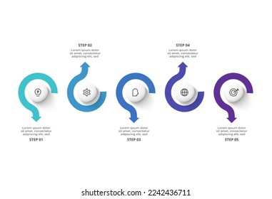 Creative concept for infographic with 5 steps, options, parts or processes.
