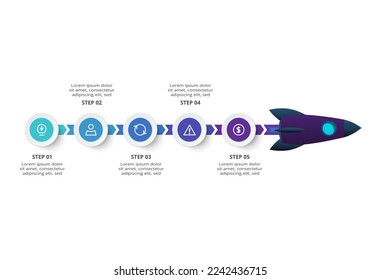 Concepto creativo para infografía con 5 pasos, opciones, partes o procesos.