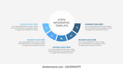 Creative concept for infographic with 5 steps, options, parts or processes. Business data visualization