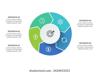 Creative concept for infographic with 5 steps, options, parts or processes. Business data visualization.