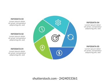 Creative concept for infographic with 5 steps, options, parts or processes. Business data visualization.