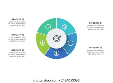 Kreatives Konzept für Infografik mit 5 Schritten, Optionen, Teilen oder Prozessen. Visualisierung von Geschäftsdaten.