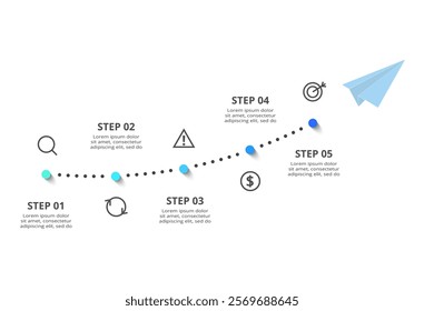 Creative concept for infographic with 5 steps, options, parts or processes. Business data visualization.