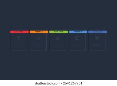 Creative concept for infographic with 5 steps, template for web on a black background.
