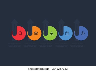 Creative concept for infographic with 5 steps, template for web on a black background.