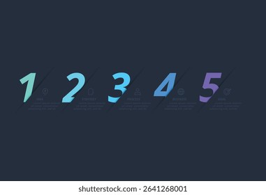 Creative concept for infographic with 5 steps, template for web on a black background.