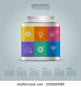 Creative concept for infographic with 6 options, parts or processes. Timeline infographic business design and marketing icons for presentation, annual report, diagram, workflow layout and web design.