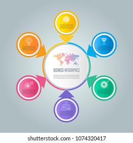 Creative concept for infographic with 6 options, parts or processes. Timeline infographic business design and marketing icons for presentation, annual report, diagram, workflow layout and web design.